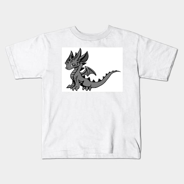 Blue dragon - Diin Dovah (black and white) Kids T-Shirt by Dragon Works